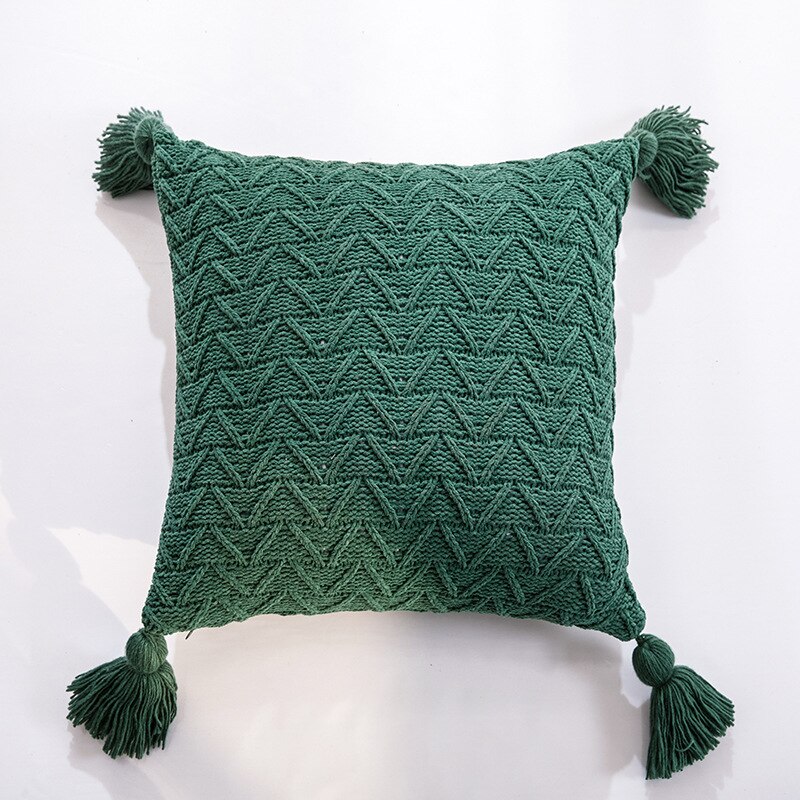 Taie d&#39;oreiller en maille Chenille douce, taie d&#39;oreiller anti-salissures, décoration de dossier de maison: Onyx Green