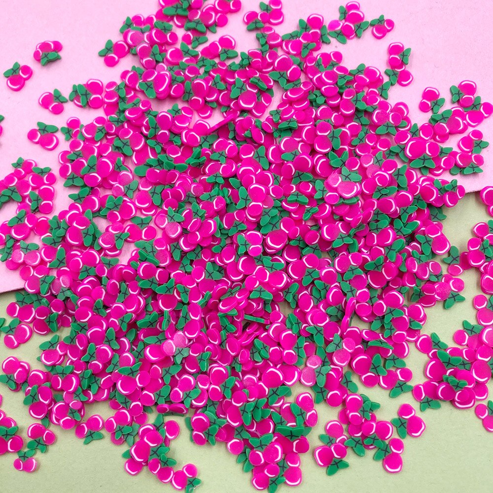 100g blandede polymer ler jordbær kirsebærskiver krystal perle ler drys til diy håndværk lille søde plast klei tilbehør