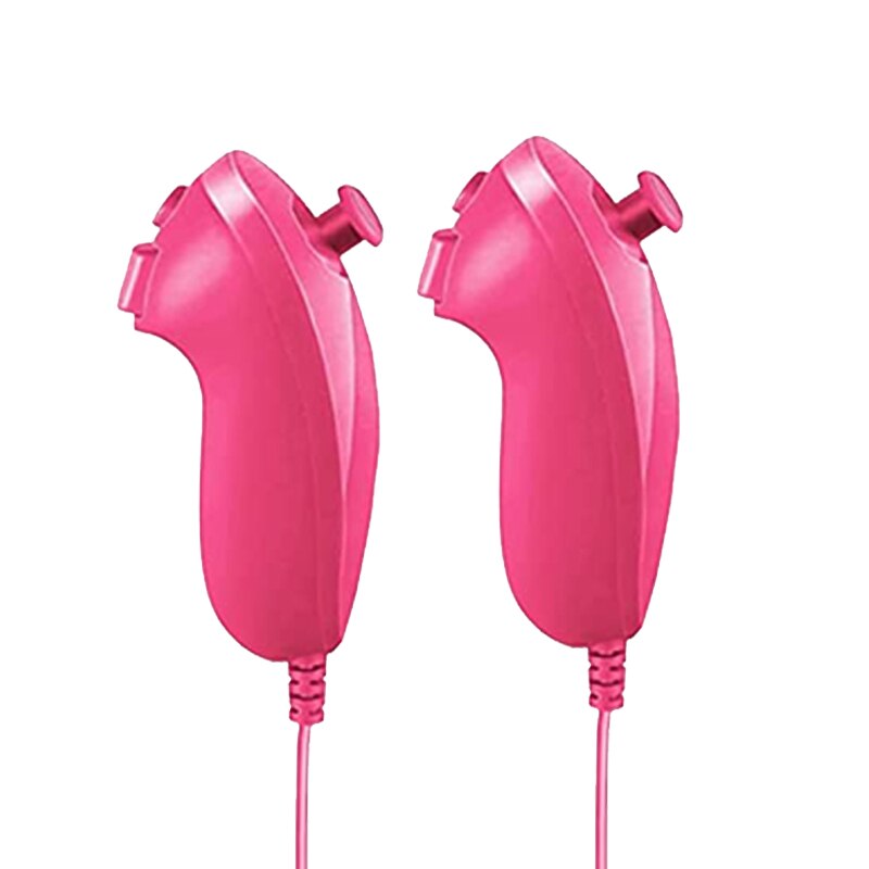 For Nintendo Wii Game Controller Nunchuck Hand Curved Game Handle Controller Left Right Hand Nunchuck For Wii GamepadAccessories: pink-2 pcs