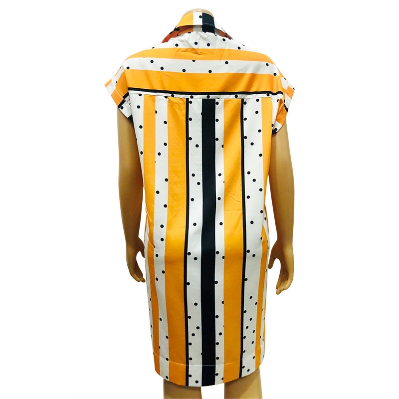 African Dresses For Women Vetement Femme Stripe Print Africa Shirt Dress African Clothes Dashiki Ankara Dresses Ladies