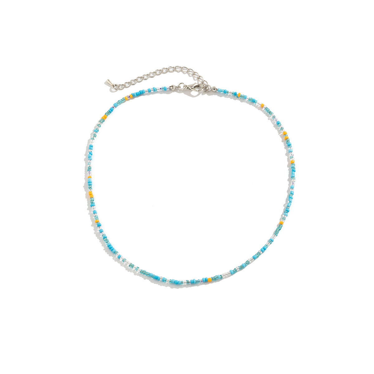 Salircon, collar bohemio de cuentas de semillas de colores mezclados, collar de clavícula, gargantilla con cuentas de arroz acrílico de tendencia, joyería de playa de verano para mujer: Cobalto violeta