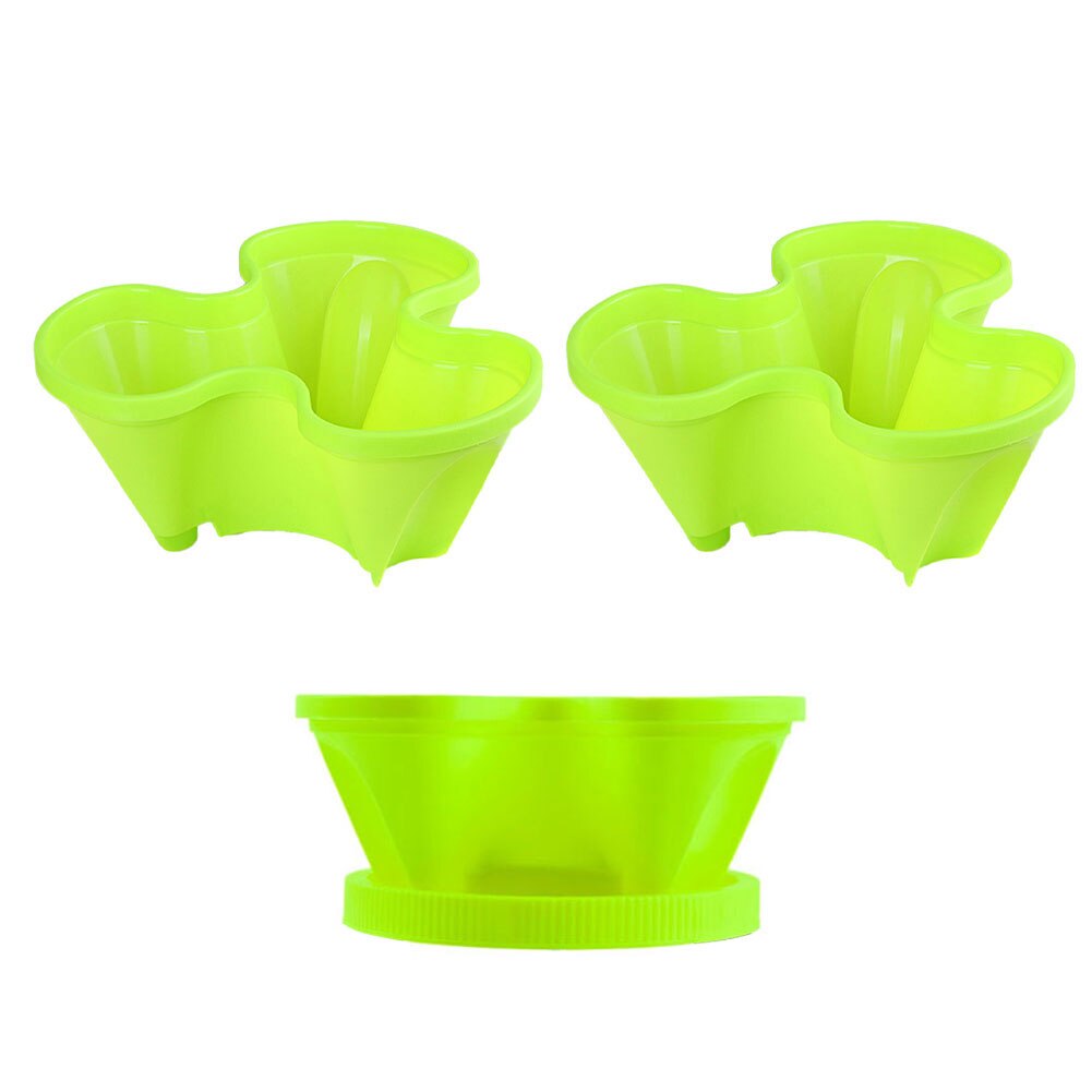3PCS Stackable Flower Tower Multi-Layer Plant Pot Vertical Combination Planter Three Petal Plastic With Tray For Garden Balcony: Green
