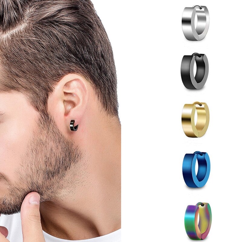 2Pcs Earrings Ear buckle Earring Personality Punk Triangle Spines Cross Boy Male Pendants Earrings