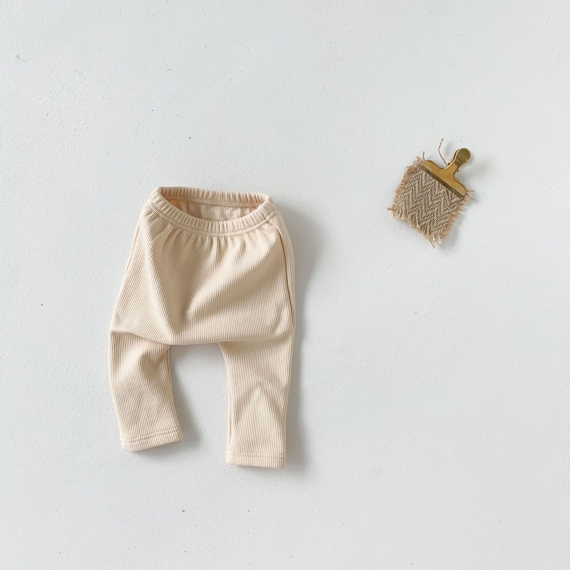 Vinter småbarn barn plus sammetsleggings ren färg bebis flickor elastiska byxor pojke pp byxa barn varma byxor: K3557 beige / 6m 66cm