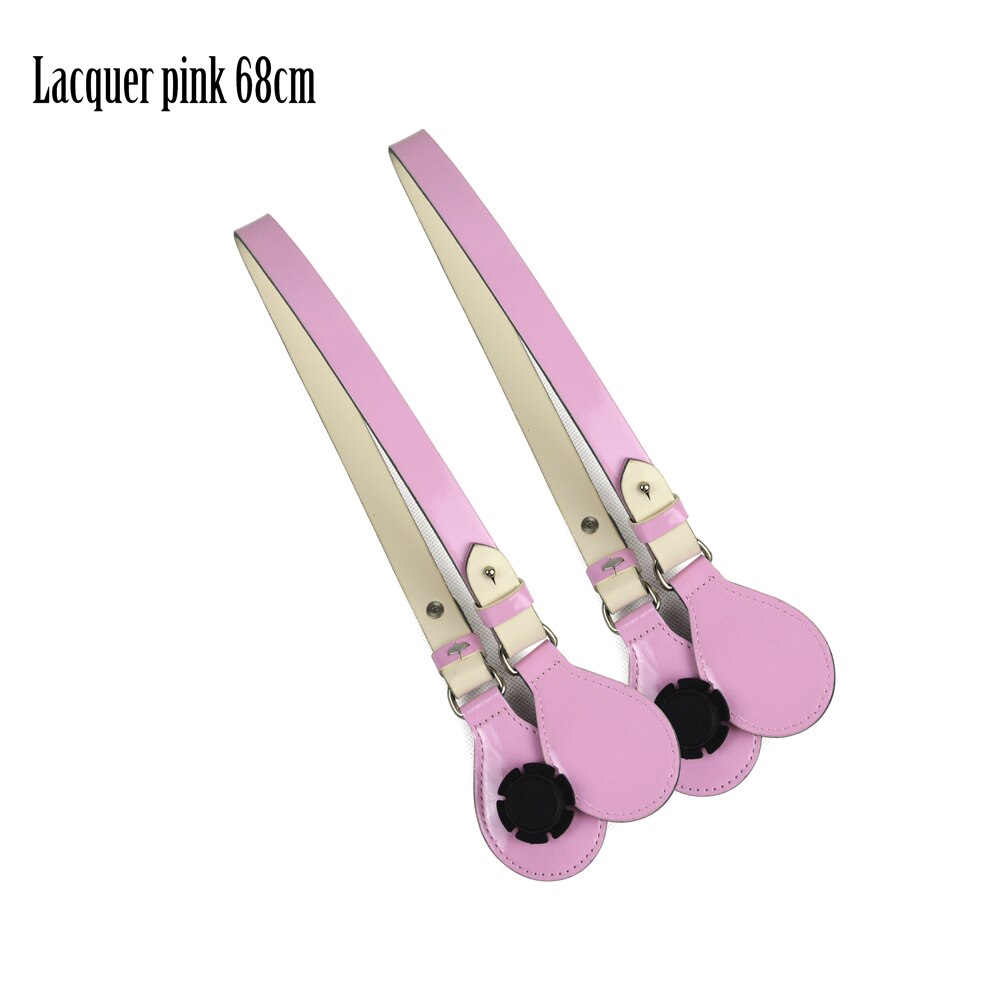 Long Short Flat Handles with end for Obag Faux Leather Lacquer Handle Removable End for O Bag OCHIC: Lacquer pink 68cm