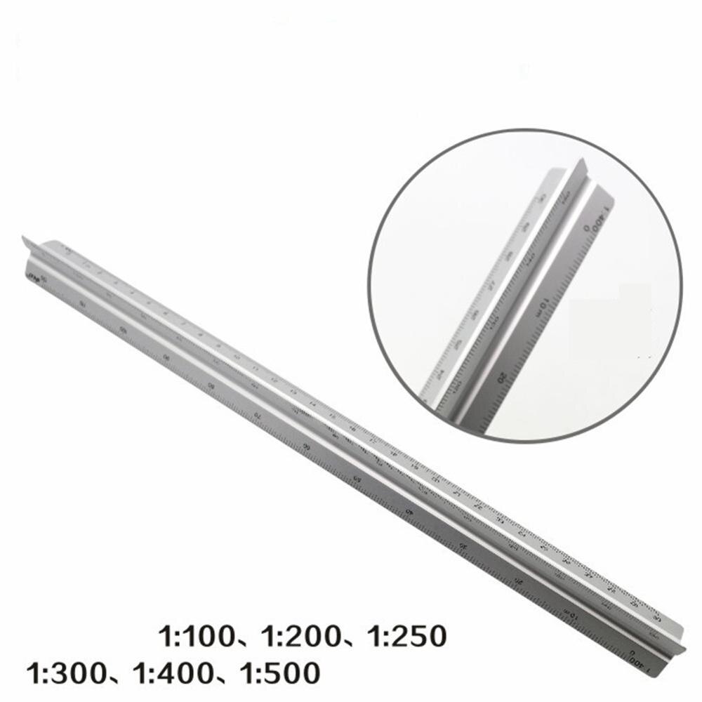 Règle d'échelle d'architecte métrique triangulaire en aluminium, échelle proportionnelle 1:100/ 1:200/1:250/1:300/1:400/1:500: Argent