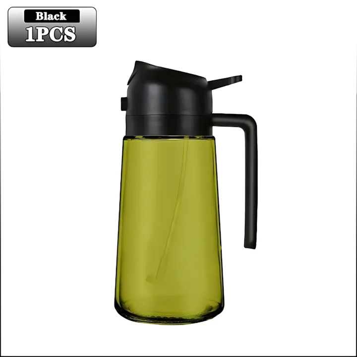 Pulverizador de aceite de vidrio oscuro 2 en 1, dispensador de aceite de oliva, pulverizador de aceite negro a prueba de luz para cocinar ensaladas y barbacoas, herramientas para barbacoa: Gris claro