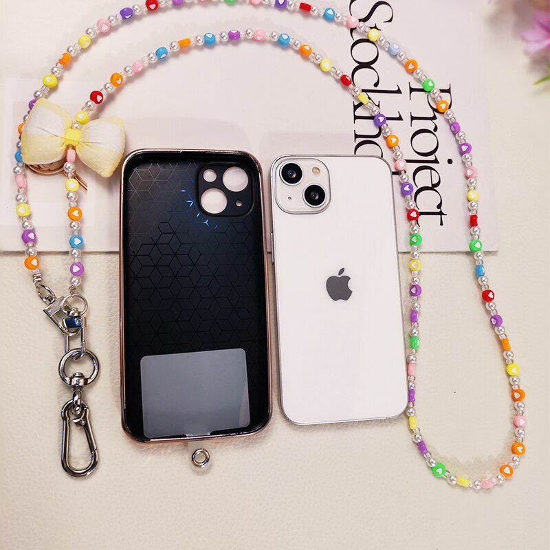 Mobile Phone Lanyard Anti-lost Cross Pendant with Universal Clip Phone Lanyard Crossbody Long Bow Shoulder Strap Ball Lanyard