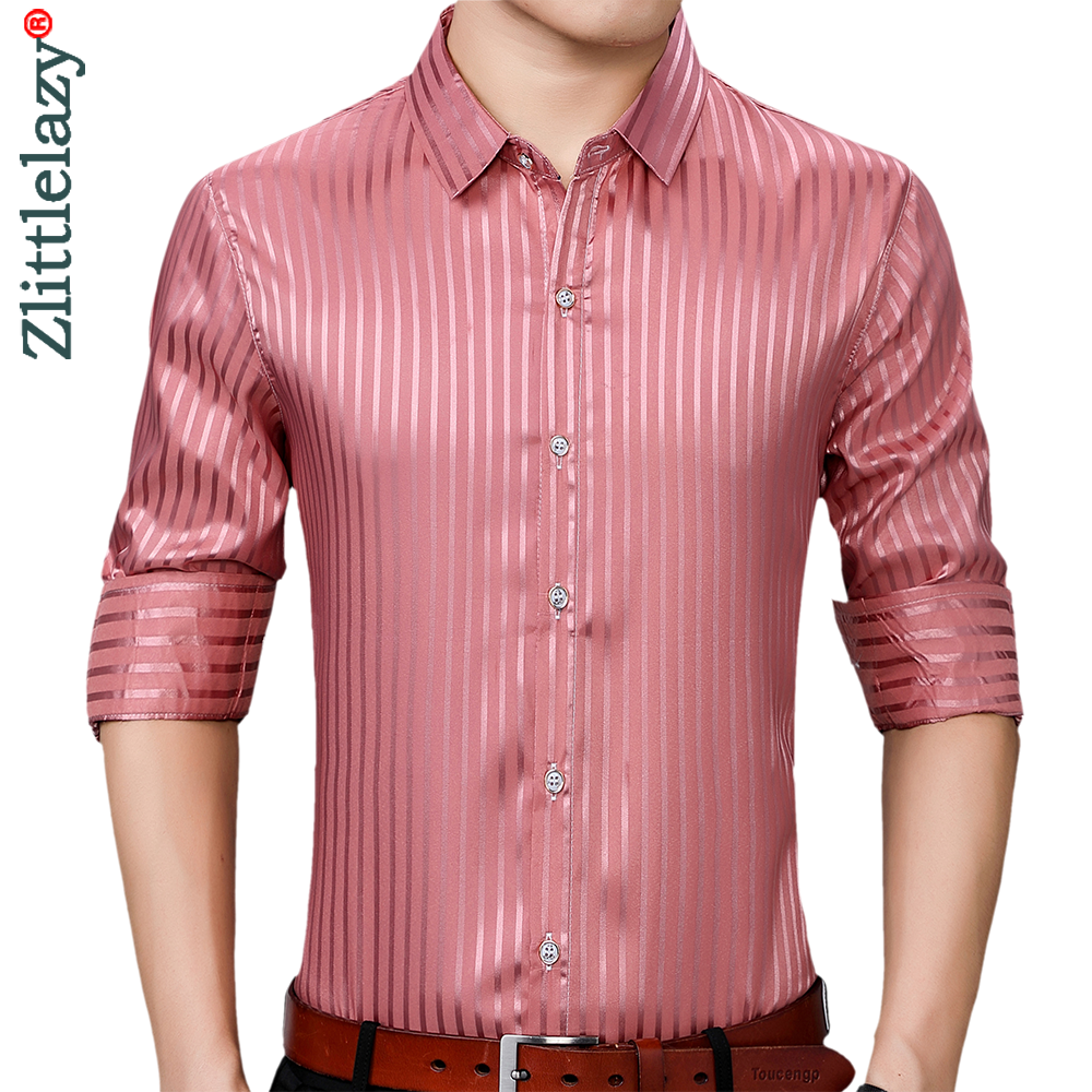 Chemise à manches longues pour homme, streetwear, décontracté, à rayures, slim, coupe régulière, à la , , 90309