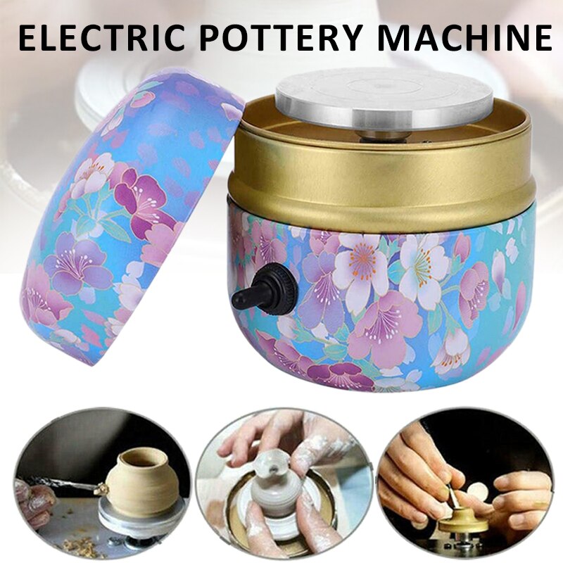 Mini Electric Pottery Wheel Pottery Wheel Ceramic Art Machine Ceramic Clay Tray With Power Adapter for DIY Ceramic Work Clay Art