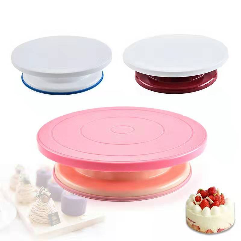 Anti-Slip Rubberen Basis Roterende Plastic Taart Decoreren Draaitafel Revolving Cake Stand Cake Draaitafel 1 Pc