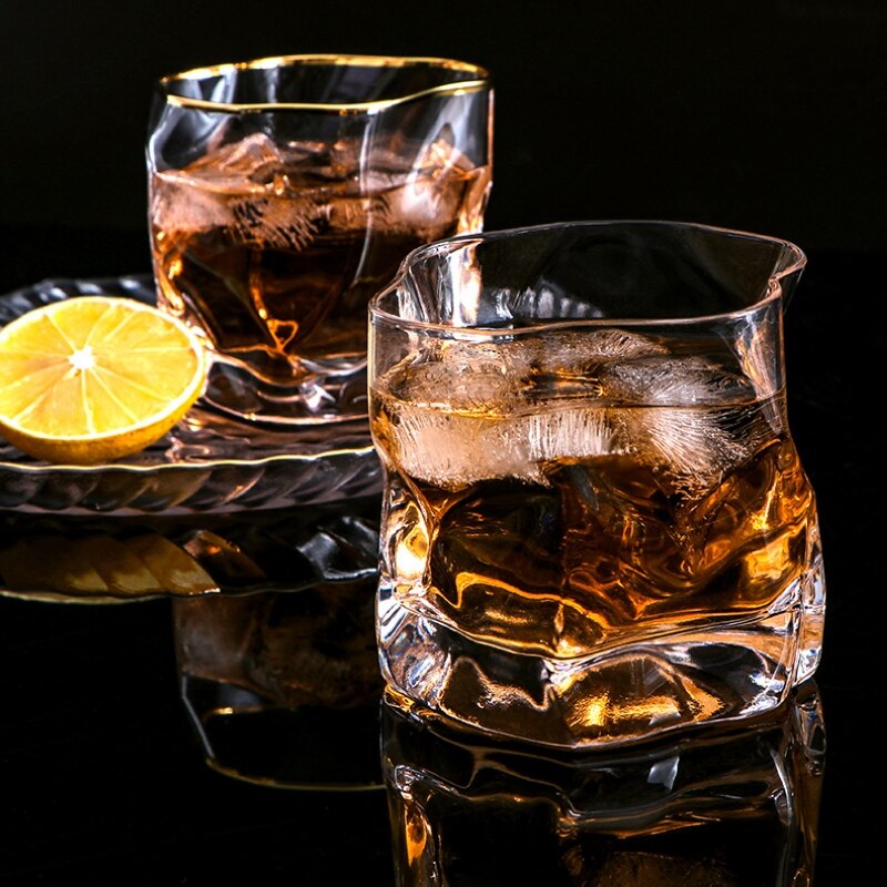 Vaso de champán y Whisky de 250 Ml, tazas creativas de café, zumo, cóctel, cerveza, vino, copas de vino, taza de té con borde dorado