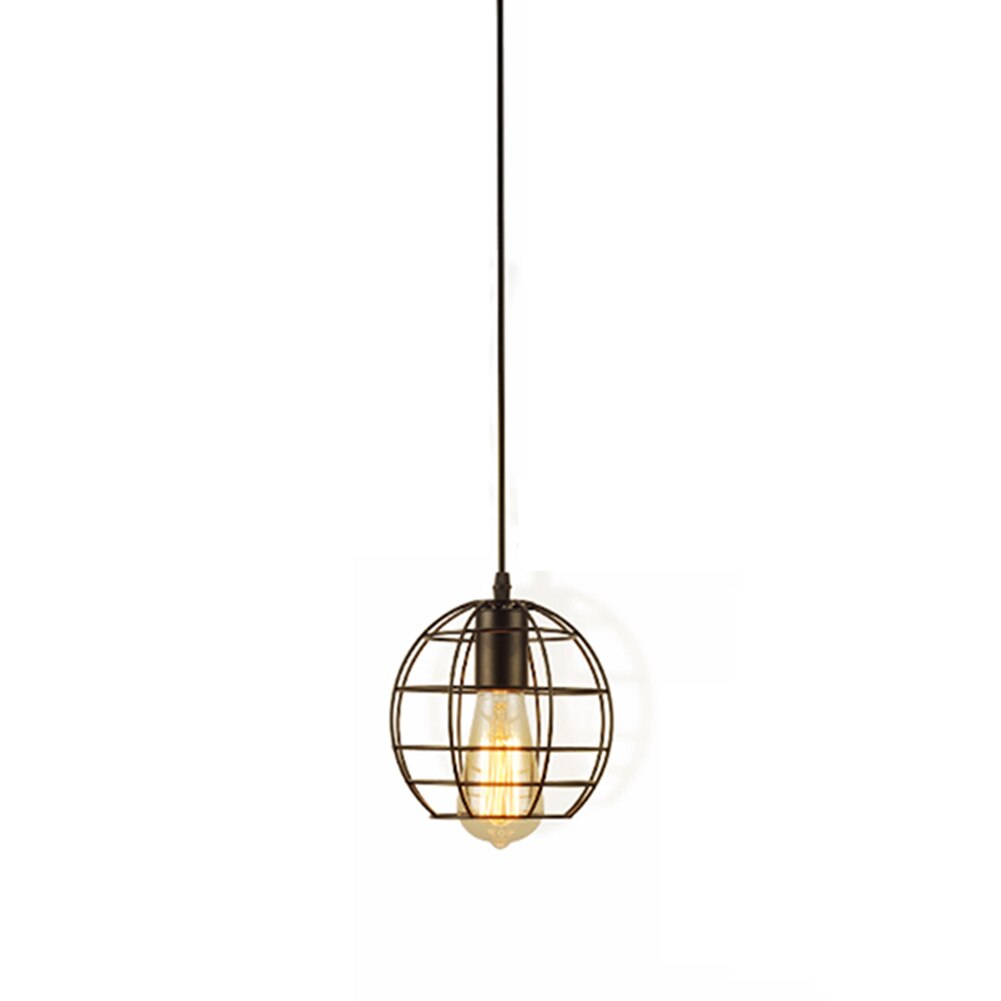 Cortina de lámpara Vintage de hierro lámparas tipo jaula colgante de Metal techo colgante de luz para el hogar restaurante Decoración Accesorios: Type D E27