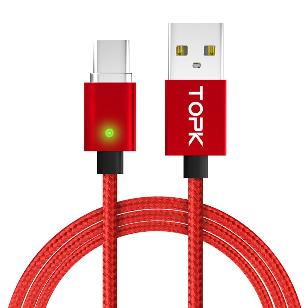 Topk f-line magnetisk mikro usb kabel & usb typ c kabel data sync nylon flätad led indikator magnet laddar kabel usb c