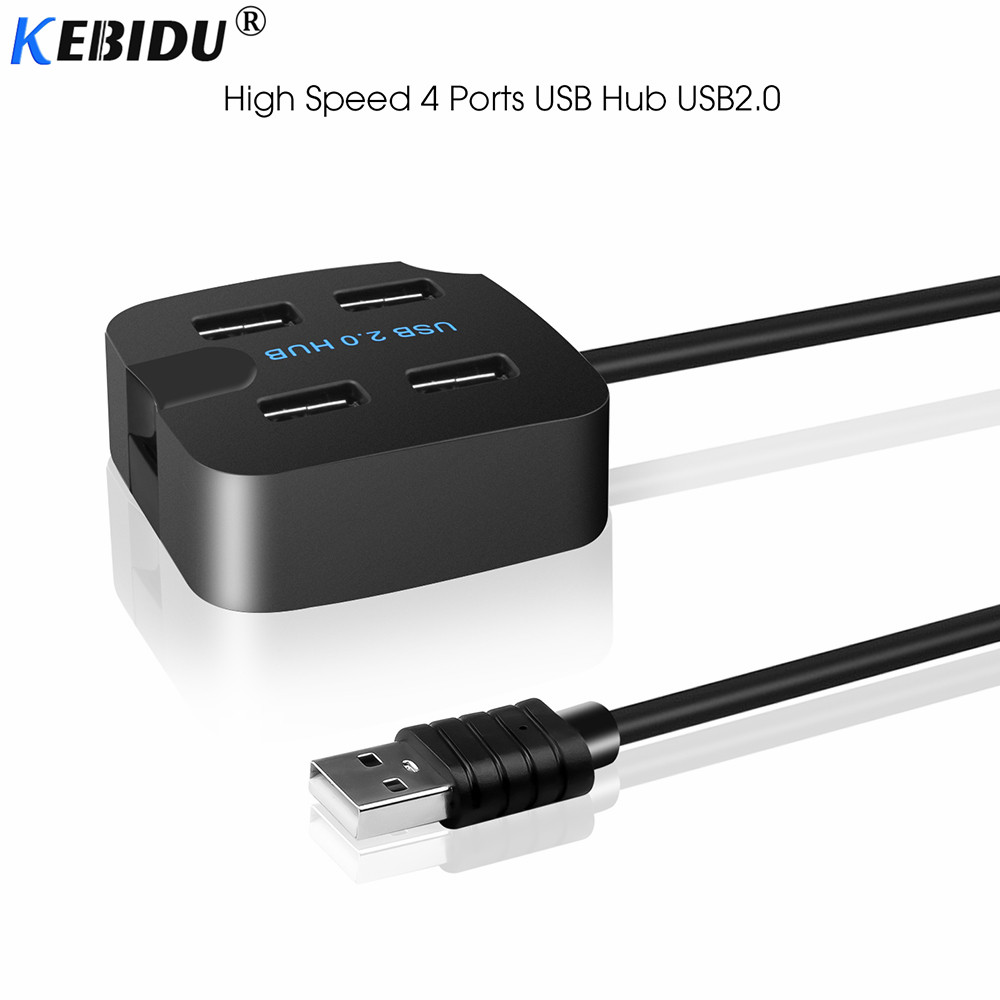 Kebidu Mini 4 Poorts USB 3.0 HUB Splitter High Speed USB 2.0 Hub voor Desktop Laptop met Standhouder voor Telefoon Tablet PC