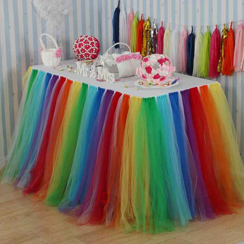 Tulle Tutu Table Skirt Tulle Tableware for Wedding Decoration Baby Shower Party Wedding Table Skirting Home Textile 91.5x80cm: 15