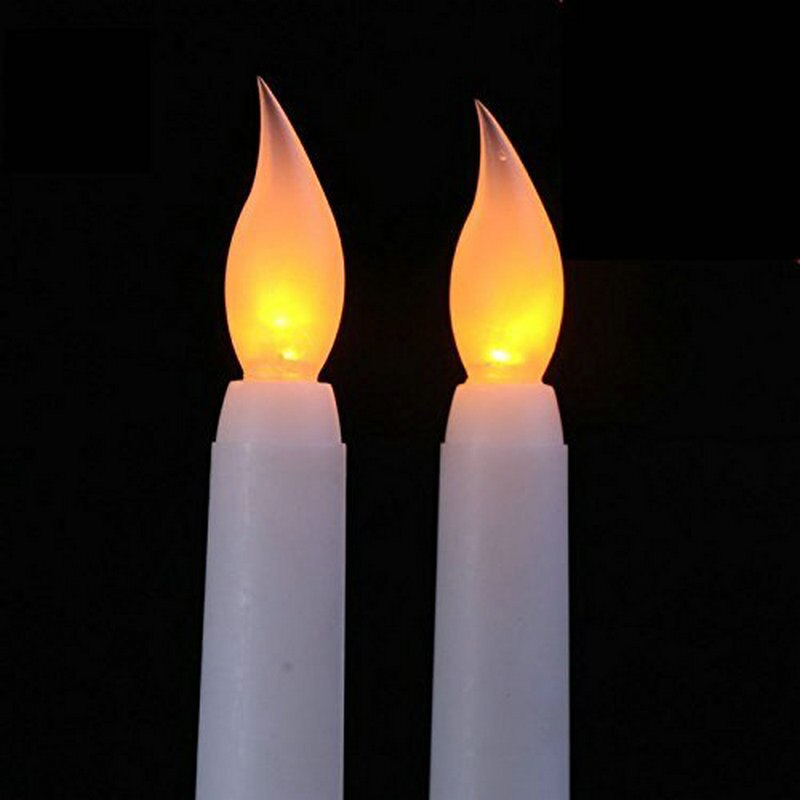 2pcs Battery operated flickering flameless Led taper candle lamp Candlestick Xmas Wedding table Home Church decor 28cm(H)-Amber: Default Title