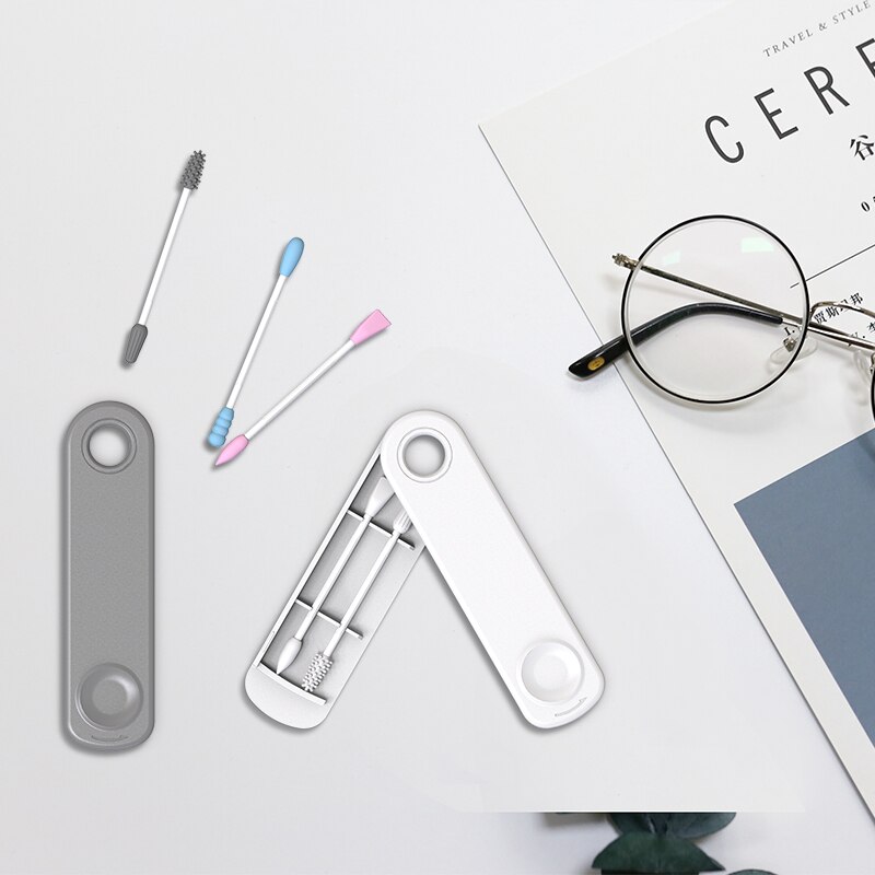 2Pcs/box Reusable Cotton Swab Ear Cleaning Cosmetic Silicone Buds Swabs Sticks For Cleaning Makeup