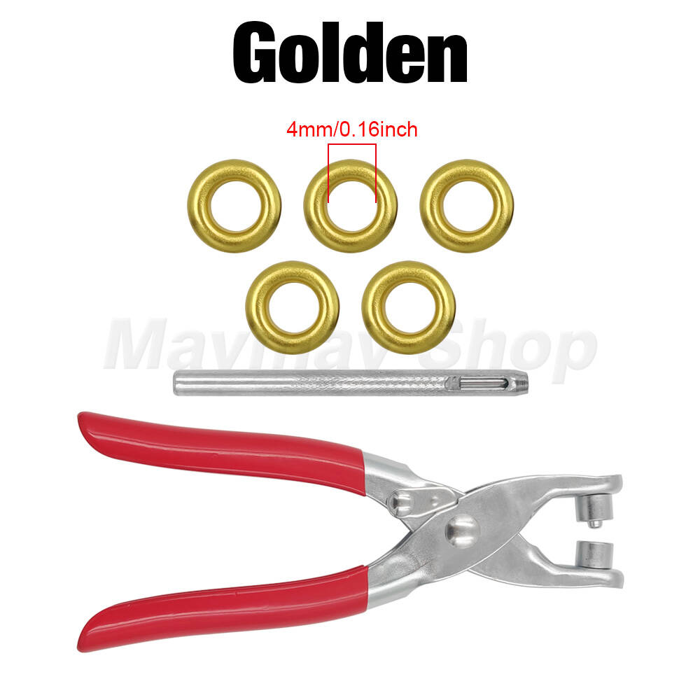 200 Sets Metal Eyelet Grommet Eyelet With Install Plier Set Eyelets Grommet Tool For DIY Leathercraft Shoes Belt Cap Bag Clothes: Antique Brass