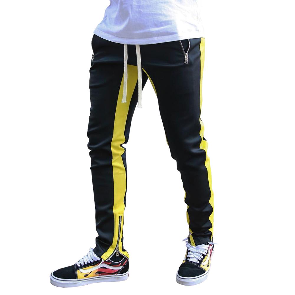 Modieuze Mannen Jogging Broek Ritsvak Casual Broek Fitness Mannen Sportkleding Stiksels Bodems Strakke Sport Broek Broek: XXL / Champagne