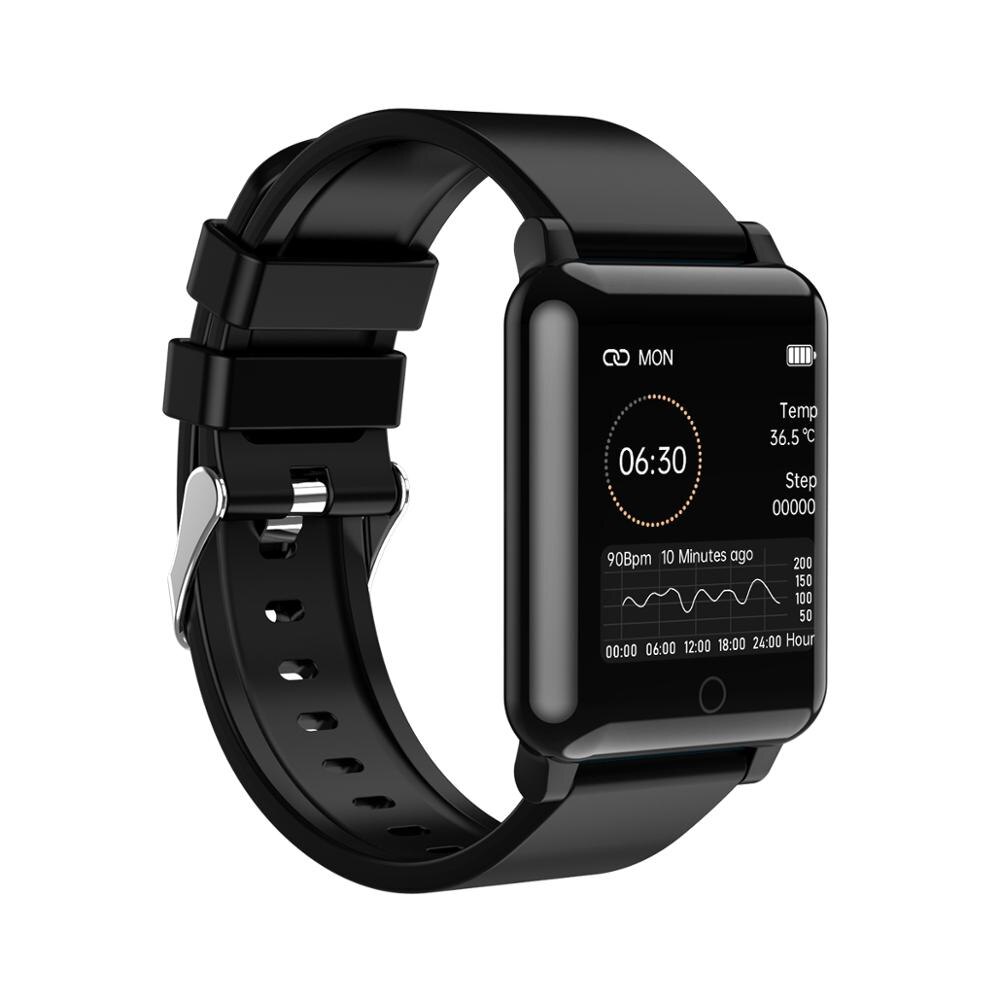 F54 Smart Horloge Body Temperatuur Meting Horloge 1.3 "Screen Vrouwen Mannen Smartwatch Hartslag Sleep Monitor Voor Android Ios: Black