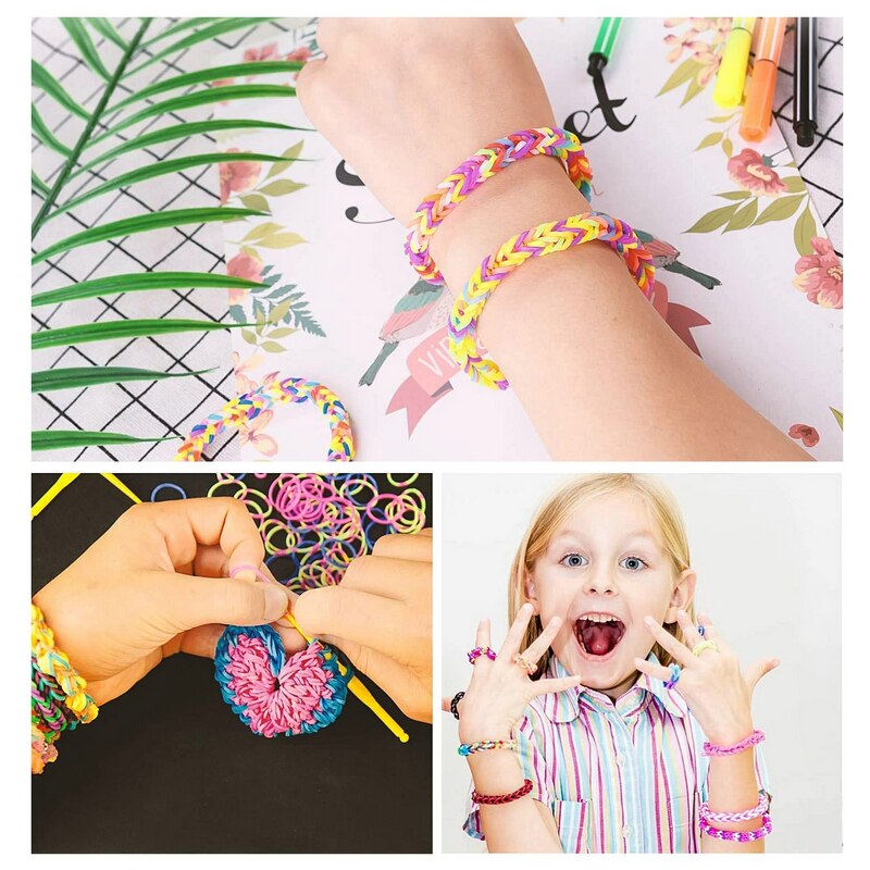 DIY Rubber Loom Bands, 4400 Rubber Loom Bands Set To Make Colorful Loom Bracelets Kit Knitting DIY Crafts