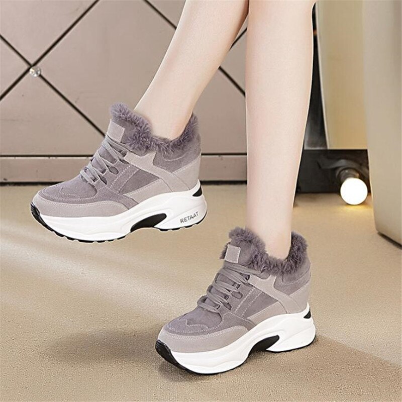 Damesschoenen winter sneakers warme bont dikke platform pluche casual schoenen comfortabele dames wedge sneakers feamle  y957