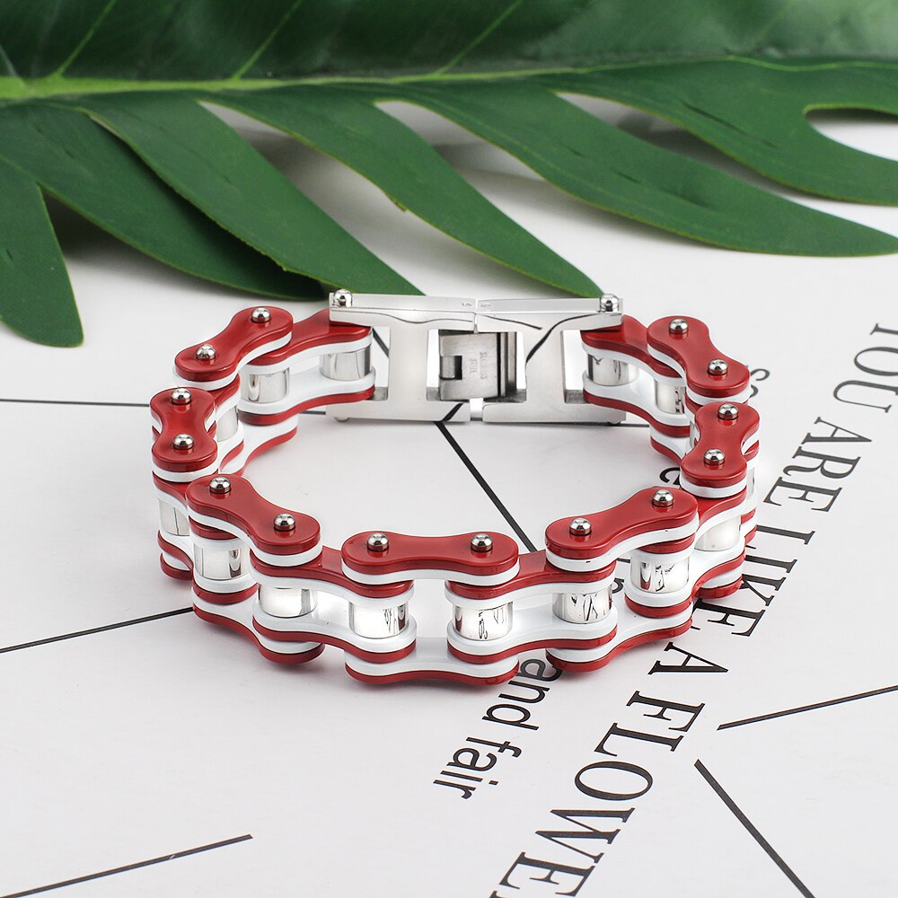 Neue Punk Schmuck Spezielle Radfahrer Fahrrad Motorrad Kette männer und frauen Armbänder Armreifen 16mm Titan Stahl Armbinde