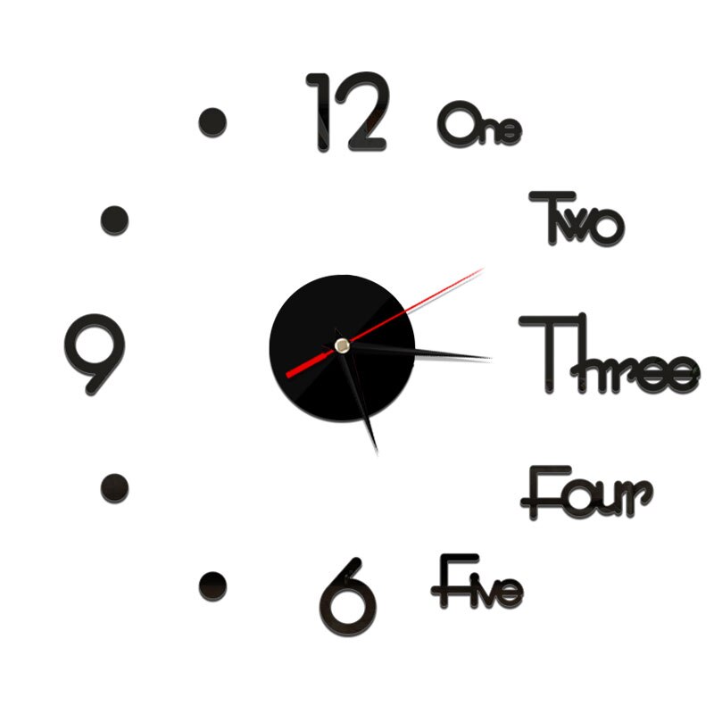 3D Wall Clock Mirror Wall Stickers DIY Wall Clocks Removable Art Decal Sticker Home Decor Living Room Quartz Needle: Black 8
