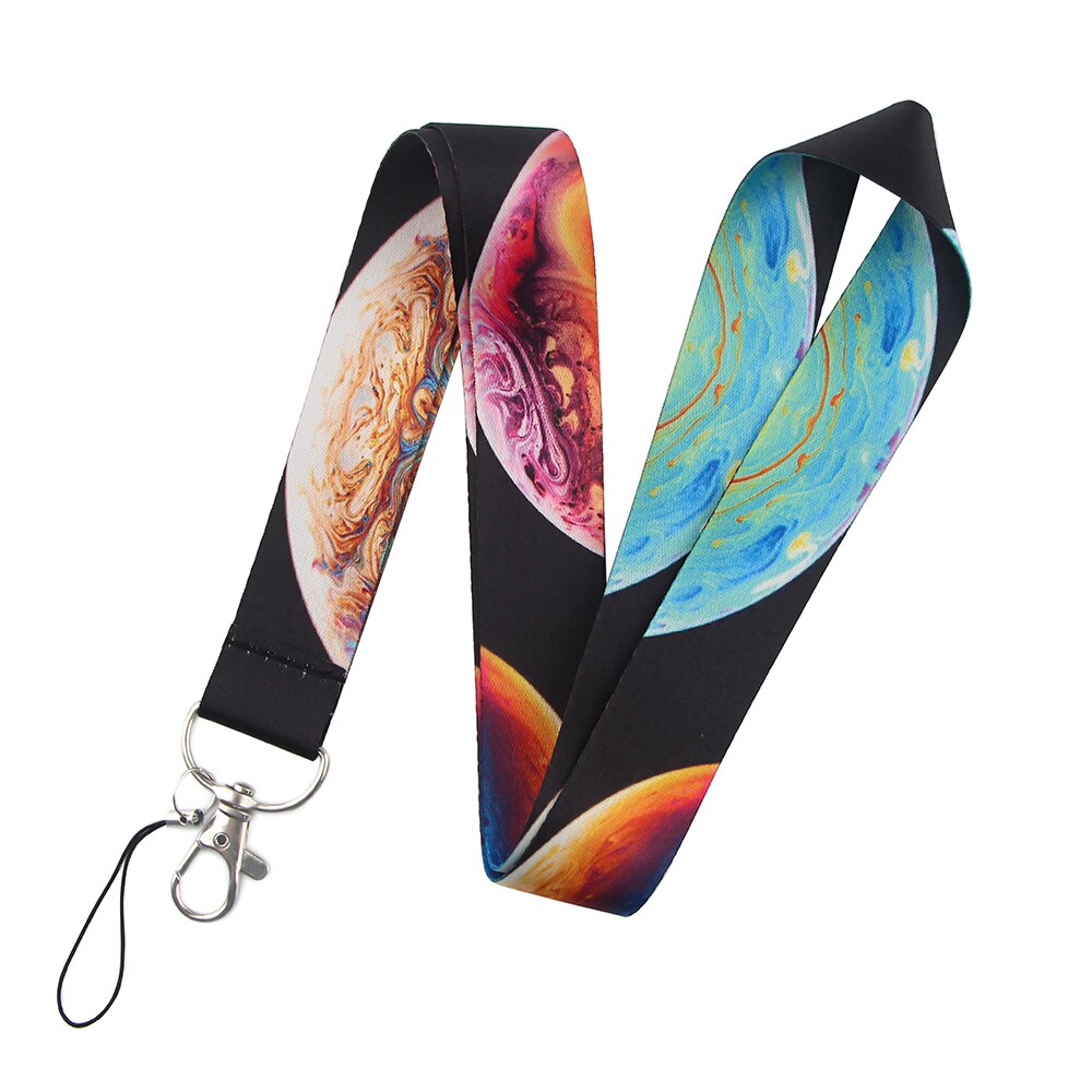 LX411 Universe Planets Moon Stars Astronaut Lanyard Neck Strap Rope USB Mobile Cell Phone ID Card Badge Holder Keychain Keyring: 2