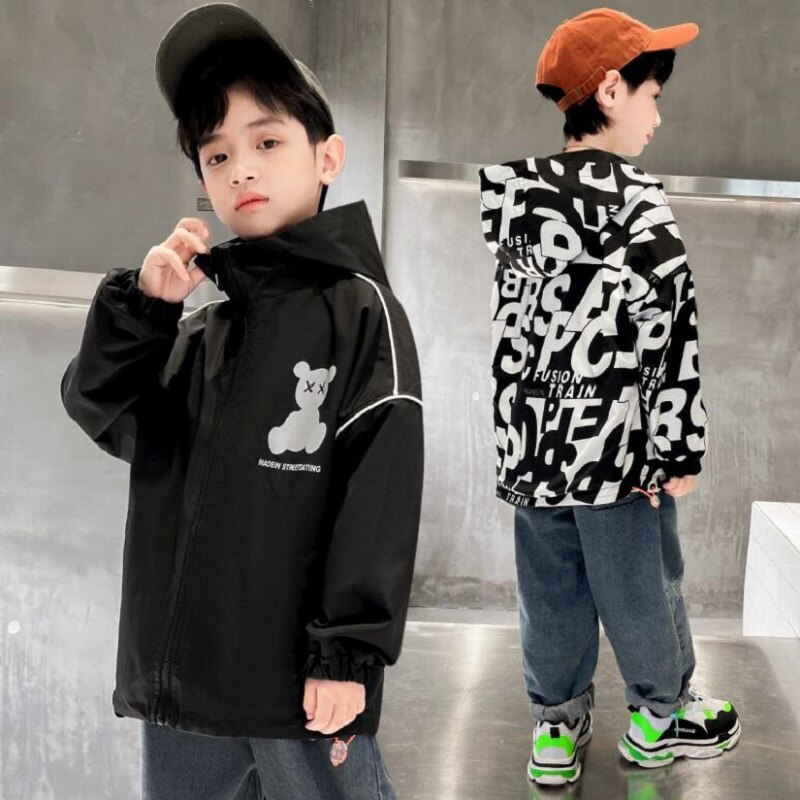 Frühling 4-15Y Kinder Outwear Tragen Beide Seiten Jacke Für Jungen Casual Cartoon Camouflage Winddicht Jungen Mantel Kinder Tops Kleidung