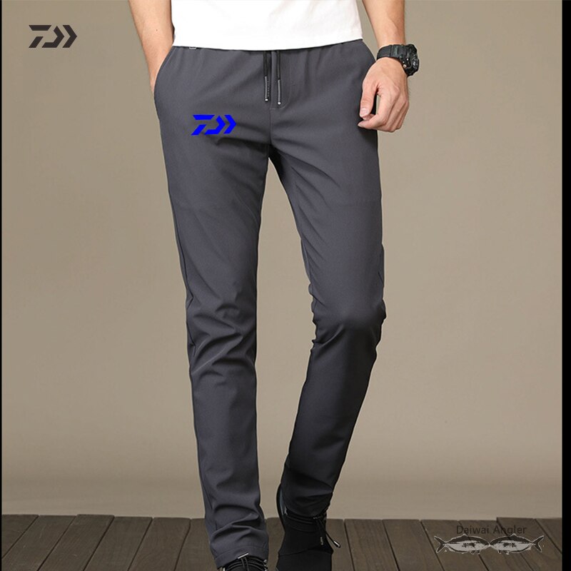 Daiwa Cotton Solid Fishing Men Pants Winter Drawstring Fishing Breathable Hiking Sport Pant Thermal Anti-Shrink Fishing Clothes