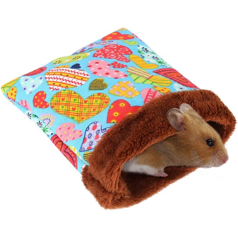 Varm marsvin hamster sovepose sød lille kæledyr hus seng vinterbur reden blød marsvin lomme sovepose: T 1 / L