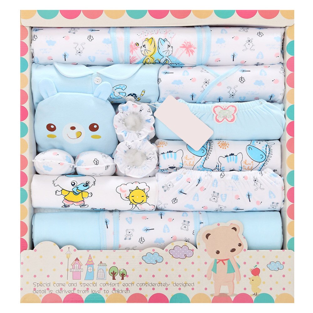 Leuke 18 Pcs Lente Pasgeboren Baby Comfortabele Mooie Kleding Set Katoenen Baby Ondergoed Kind Baby Cadeau Set Benodigdheden: blue