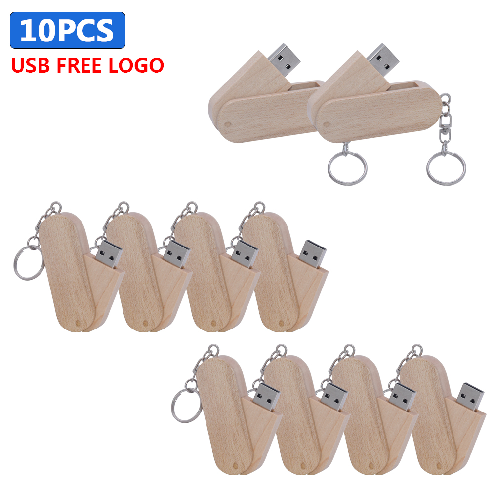 Roterbar usb-minnepinne i tre 4gb 16gb 32gb 64gb u-disk med metallnøkkelring 1 stk. gratis tilpasset logo: Svart / 16gb