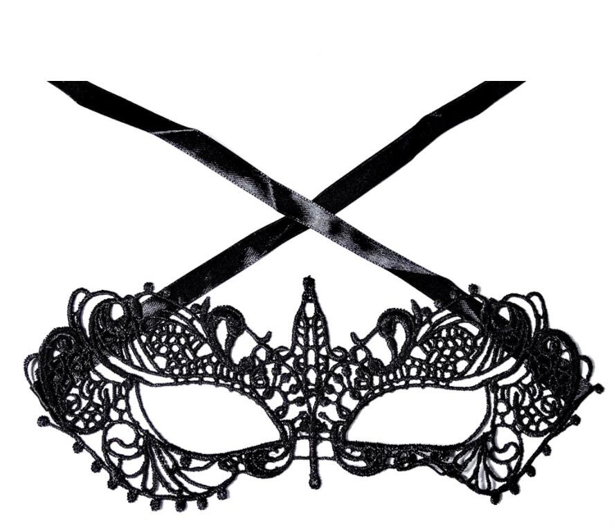 Dam svart spets blommig ögonmask venetiansk maskerad maskeradklänning