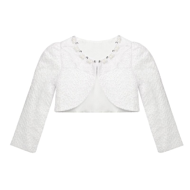 Missverkiezing bruiloft verjaardagsfeest meisjes jurk lange mouw kant bloem een gesp sluiting bolero schouderophalen vest top kinderen meisjes wikkeljurk: 130