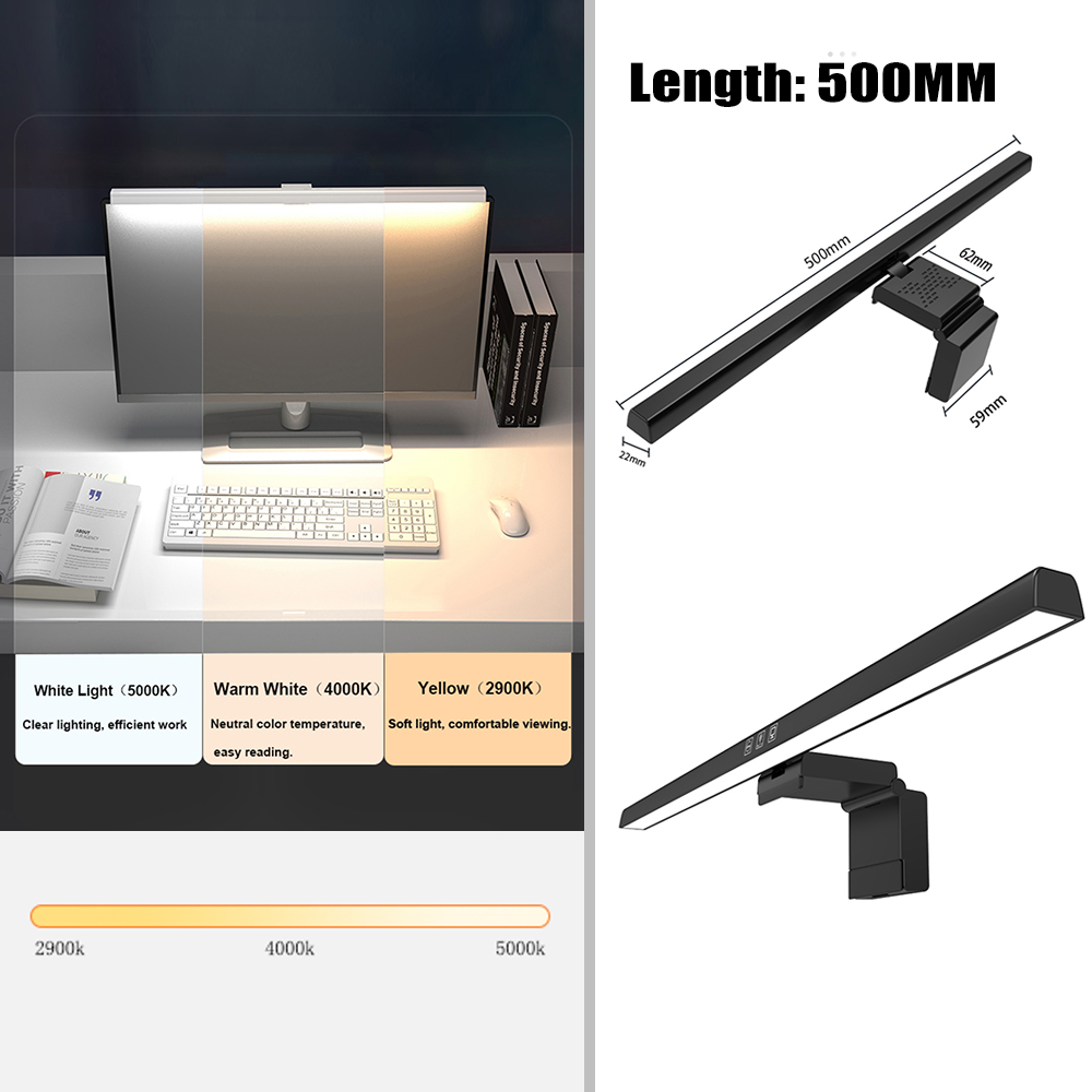 Barre lumineuse de moniteur d'écran incurvé rvb, USB, gradation continue, lumière suspendue, atmosphère LED, lampe de Table pour ordinateur portable, moniteur de barre lumineuse: Bleu