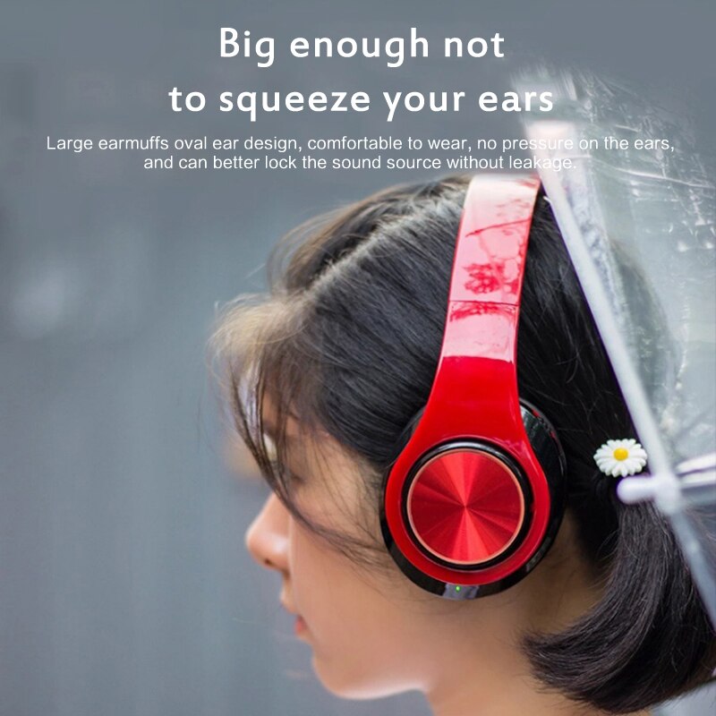 Wireless Bluetooth5.0 Headphones Stereo Headset Led Foldable Gaming Earphone With Mic FM TF Card Noise Reduction Headphones