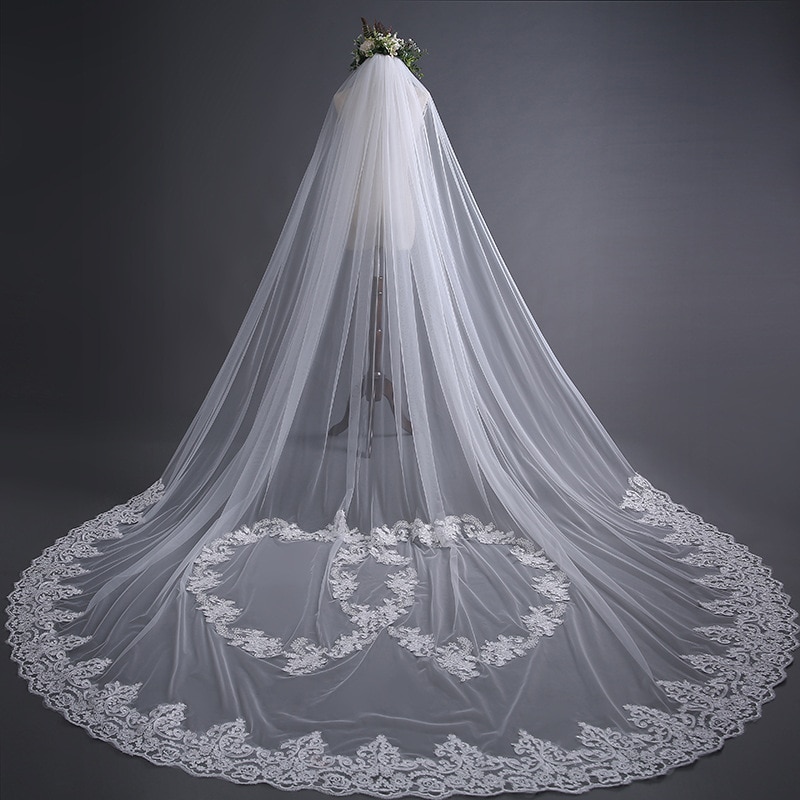 Cathedral Veil With Lace Edge Wedding Veil Luxury Bridal Veils