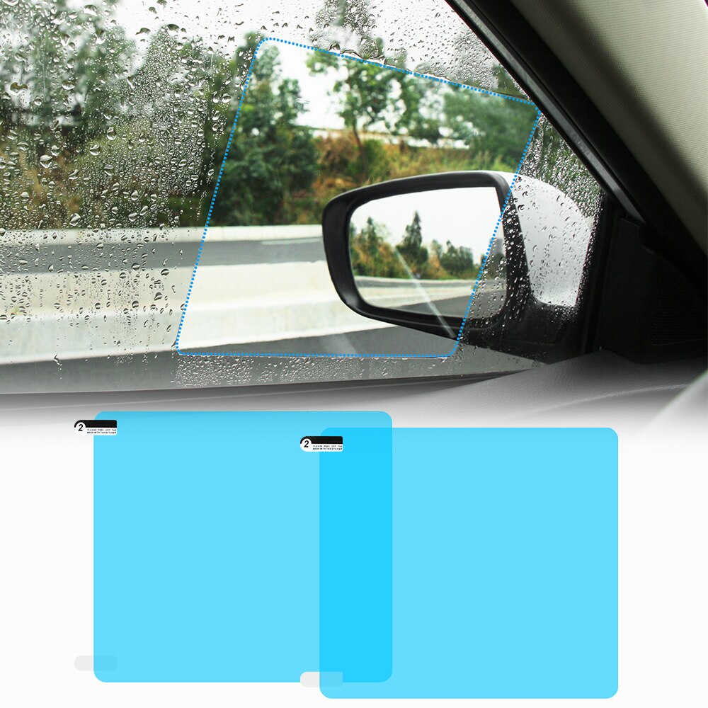 Miroir de voiture antibrouillard fenêtre 2 pièces/ensemble | Film transparent antiglisse pour rétroviseur de voiture, Film de protection, autocollant de voiture imperméable à la pluie