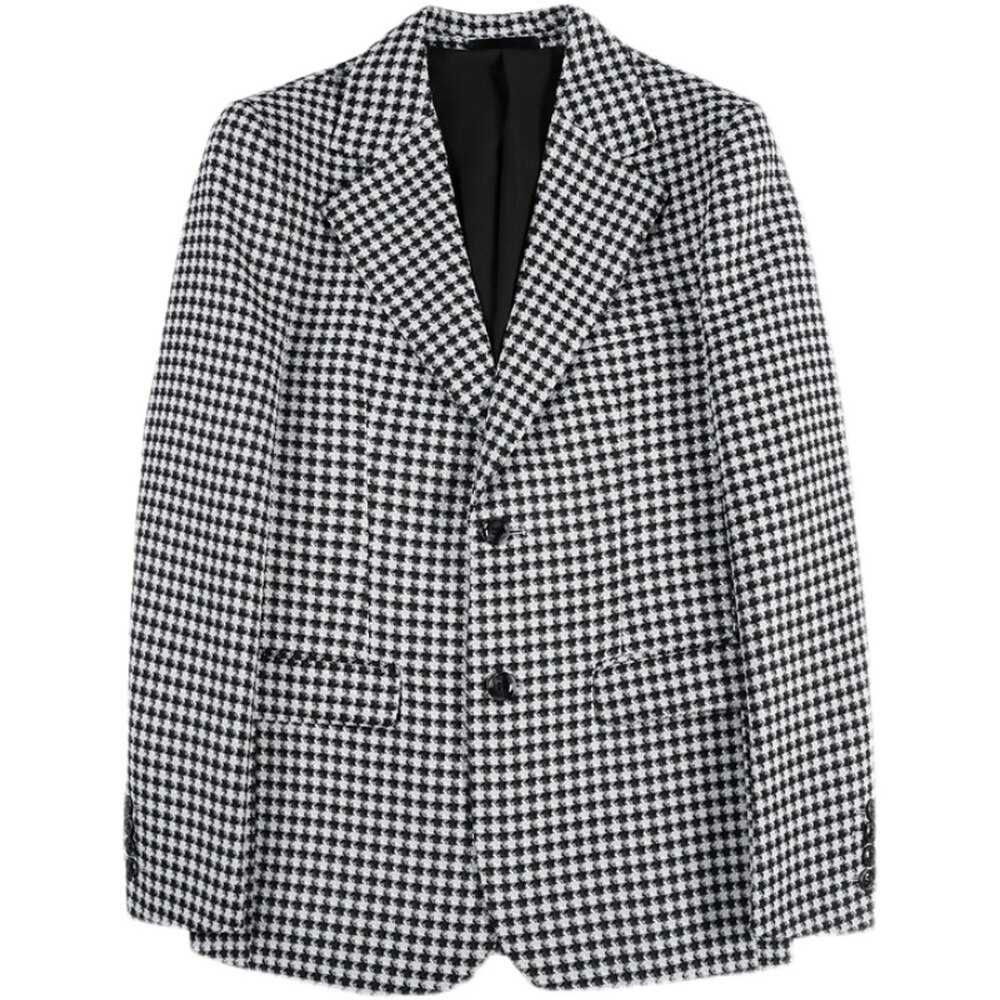 Veste de Costume Slim et décontractée pour Homme, blazer à carreaux, Style britannique, manteau d'affaires, de rue, pour mariage, printemps, 2022
