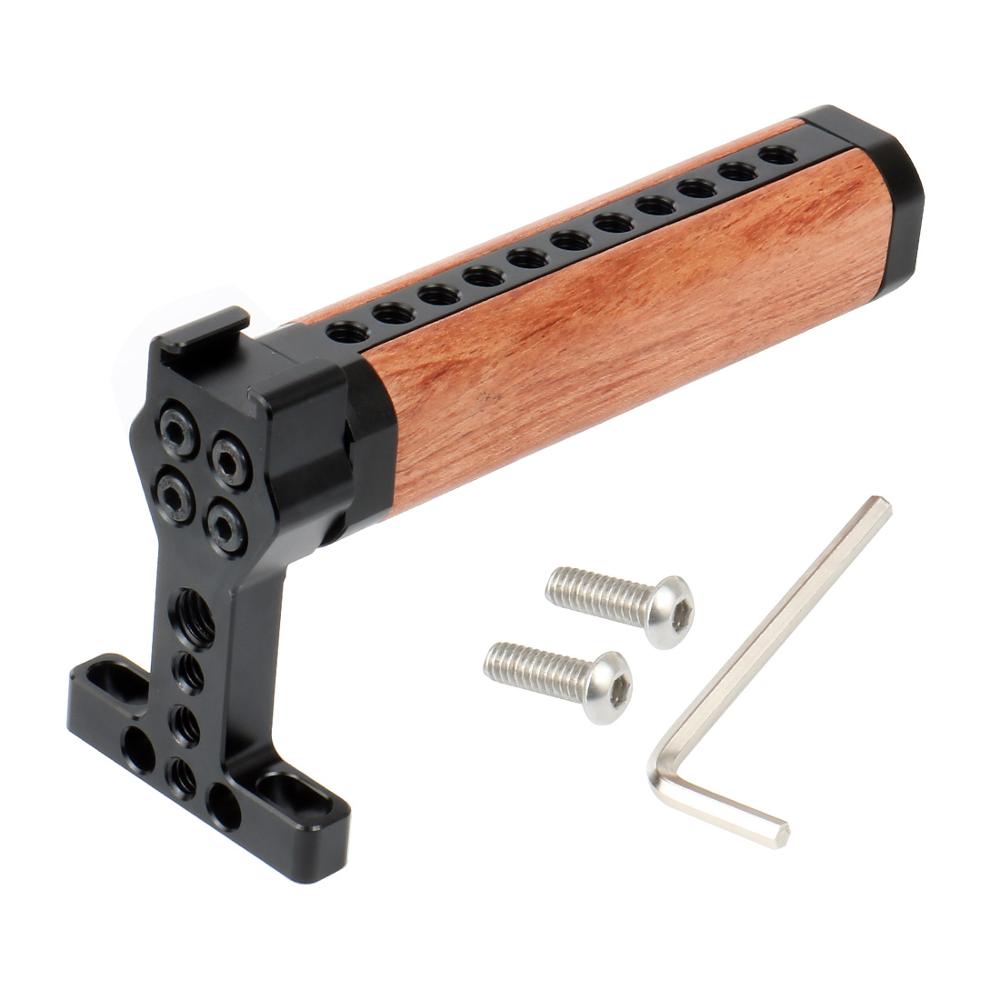Poignée en bois pour appareil photo, pour GH5 5DMARK III SLR, Cage en bois, poignée supérieure avec support de chaussure froide, adaptateur de vis 1/4 "3/8"