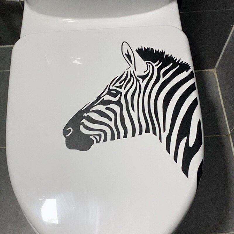 Zebra Cartoon PVC Waterproof Toilet Sticker Nordic Funny Animal Wall Decor Bathoom Home Decoration Removable Wallpaper