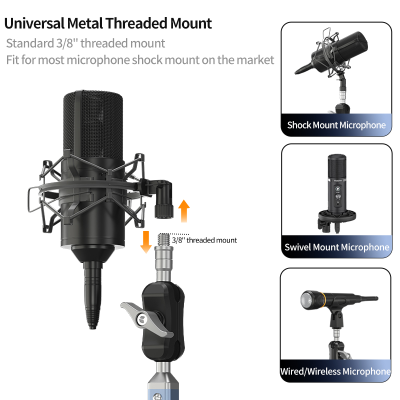 Mikrofonarm-Mikrofonständer für Blau Yeti FIFINE bin8 K669B HyperX QuadCast SoloCast beim2020 Shure SM7B MV7 und andere Mikrofonen