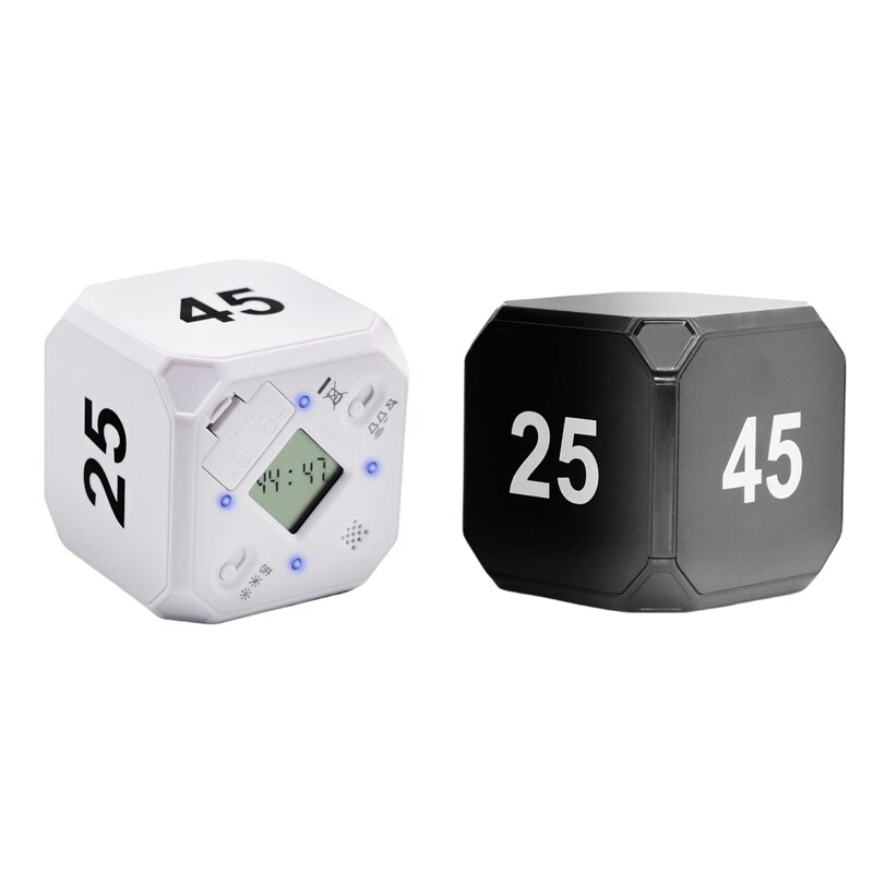 Cube-Timer Kitchen Timer Gravity Sensor Flip Meditation Timer for Time Management and Countdown 5-15-25-45 Min
