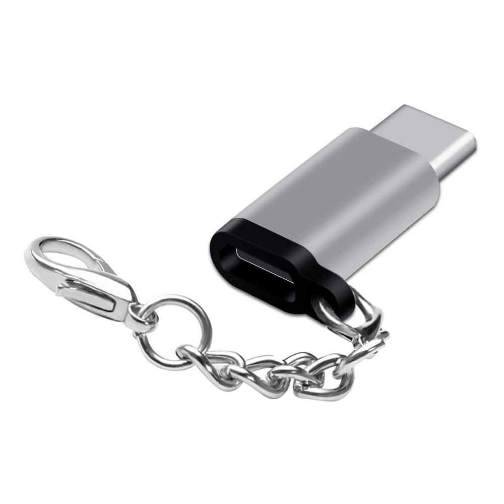 USB-C para chaveiro conversor micro usb, chaveiro com conector para xiaomi redmi note 7 pro 8 huawei p20 lite p30 mate adaptador tipo c, 20: Prata