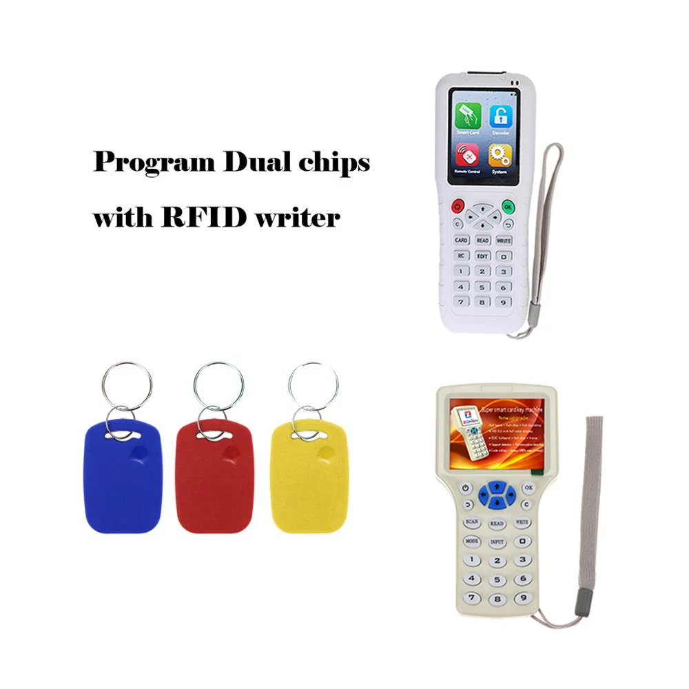 5 stks IC + ID UID Herschrijfbare Composiet Sleutel Tags Keyfob Dual Chip Frequentie RFID 125 KHZ T5577 EM4305 + 13.56 MHZ Verwisselbare Beschrijfbare