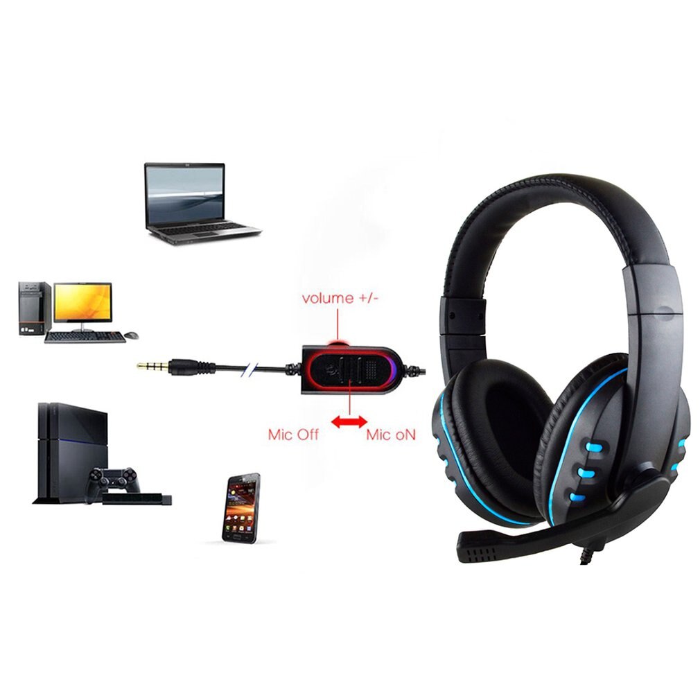 Casque d'écoute filaire stéréo avec micro pour PS4 Sony PlayStation 4 / PC