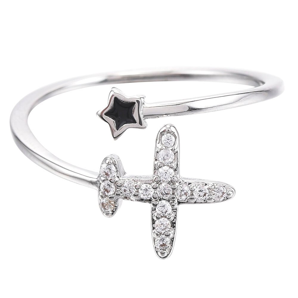 Bague en Zircon incrusté, anneau mignon, ajustable, Double couche, de saint-valentin, tendance
